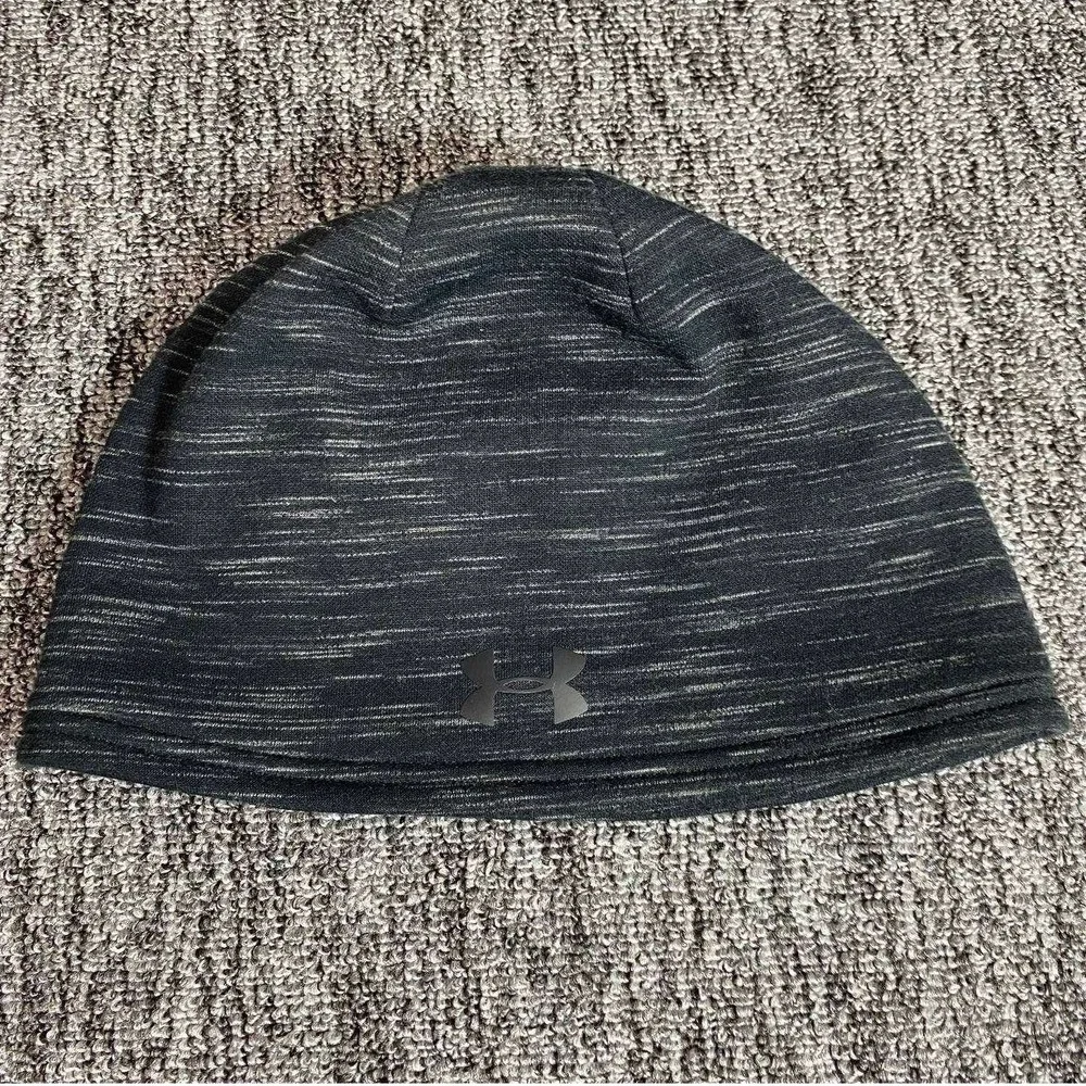 Under Armour Beanie Womens OSFM Black Space Dye Storm ColdGear Athletic Hat
